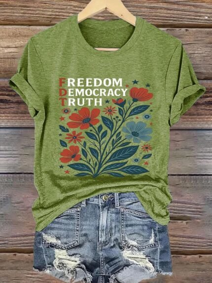 Women's Retro Floral FDT Print T-Shirt